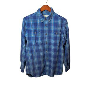 DULUTH Trading Co. Blue Flannel Long Sleeve Button Up Shirt-Mens L Trim Fit
